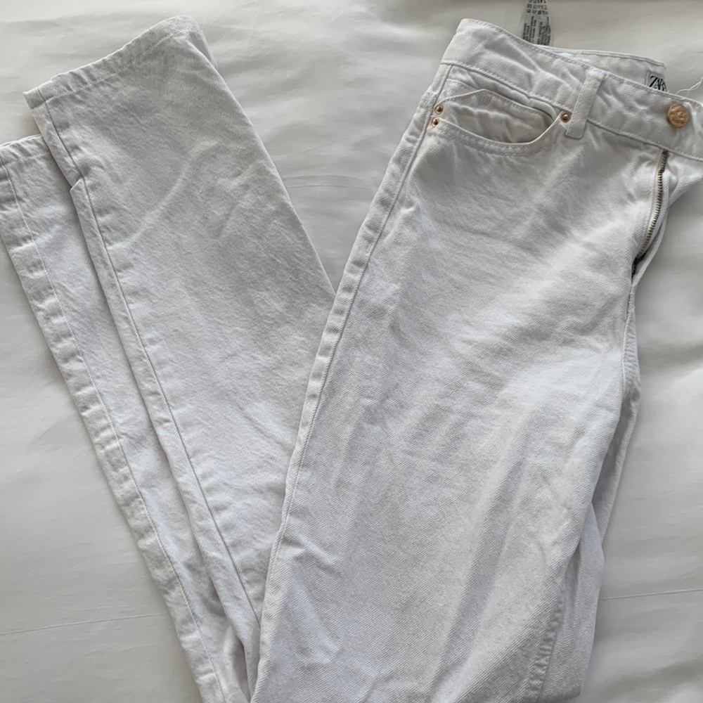 Zara Premium Quality White High Waisted Jeans